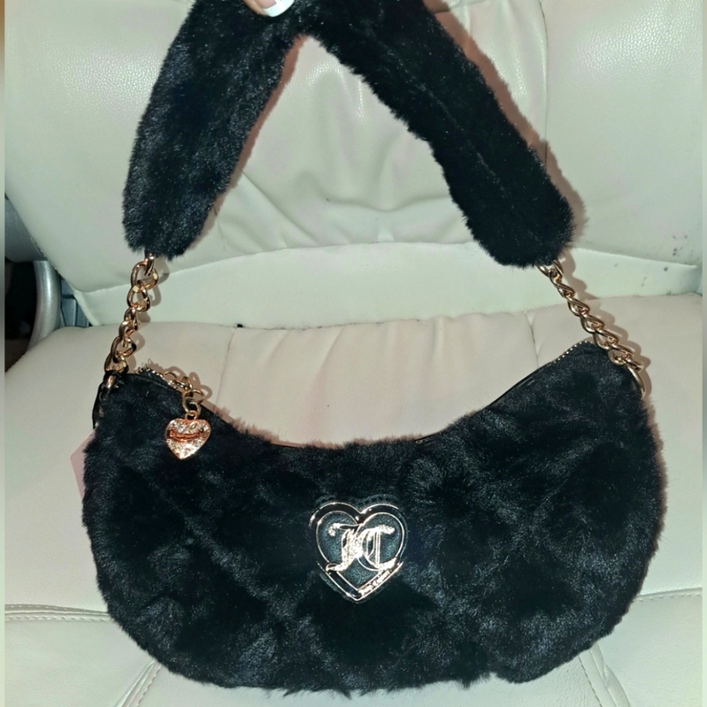 Juicy faux fur purse w/ gold hardware
